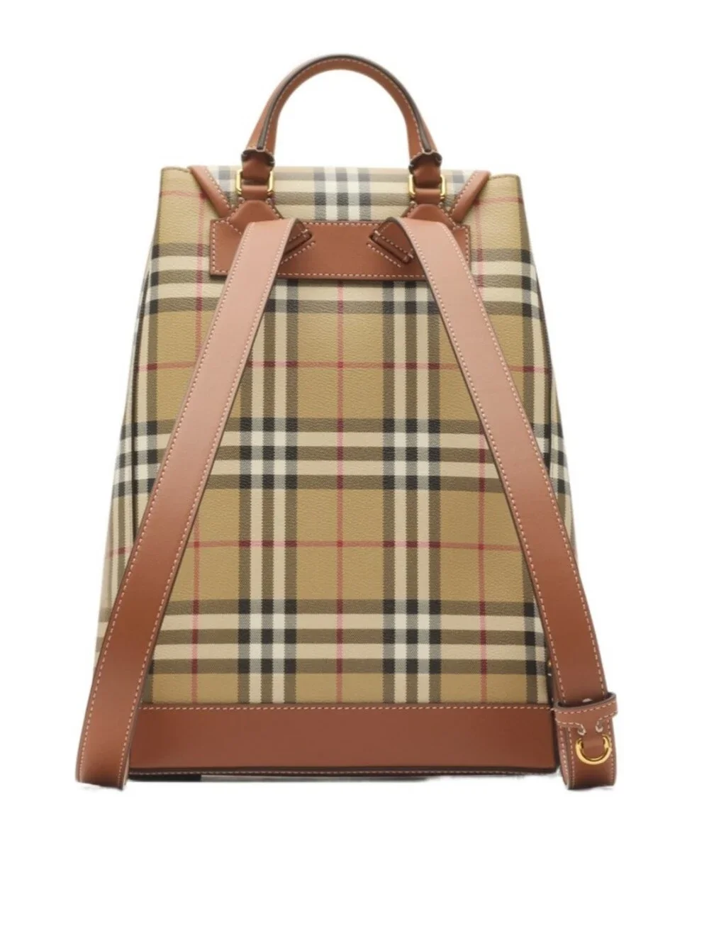 Burberry Check Drawstring Coated Cotton Medium Backpack Vintage Briar Brown NWT